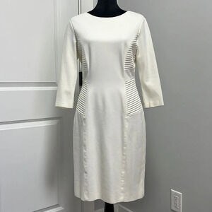 ANTONIO MELANI Women’s quarter length sleeves knee length WHITE DRESS size 8